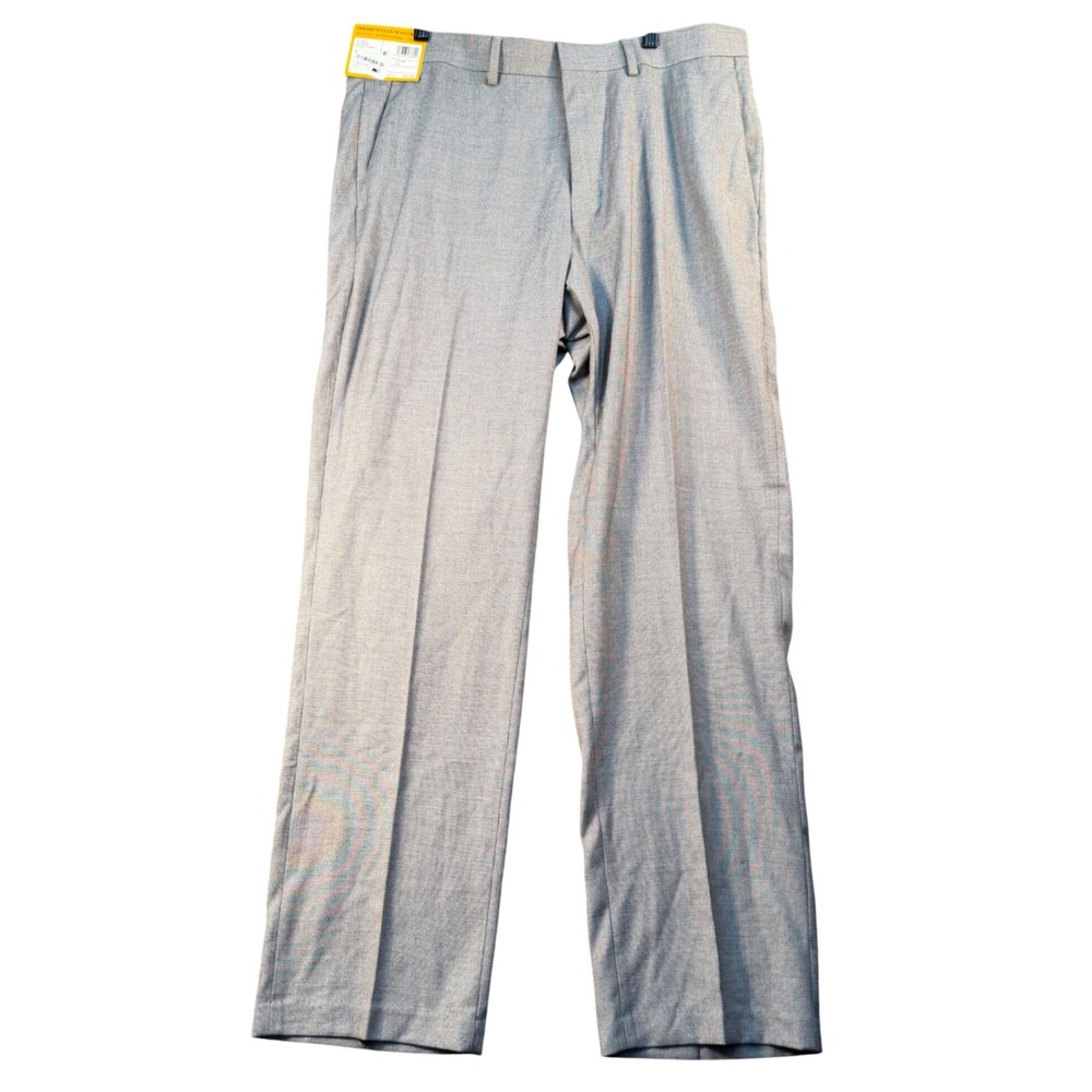 Haggar H26 Mens Premium Flex Waistband Grey Micro Dobby Dress Pants 34x30 NEW